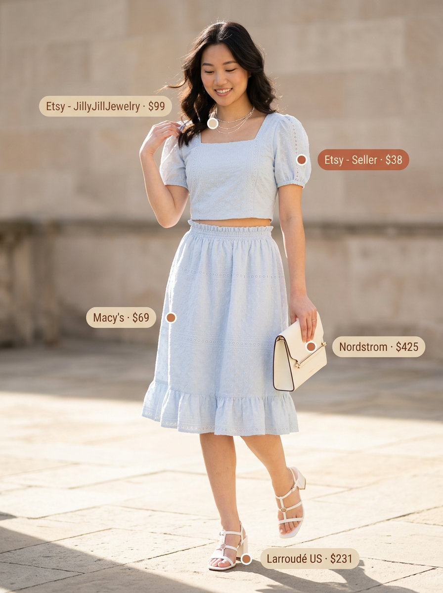 Summer Dopamine Dressing Outfits 2026: Pastel blue linen co-ord set for a chic summer event.