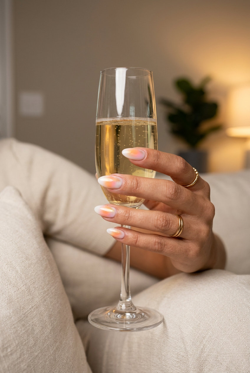 Airbrushed sunset fade nails for summer holiday nails 2026. Romantic and dreamy for vacation evenings.