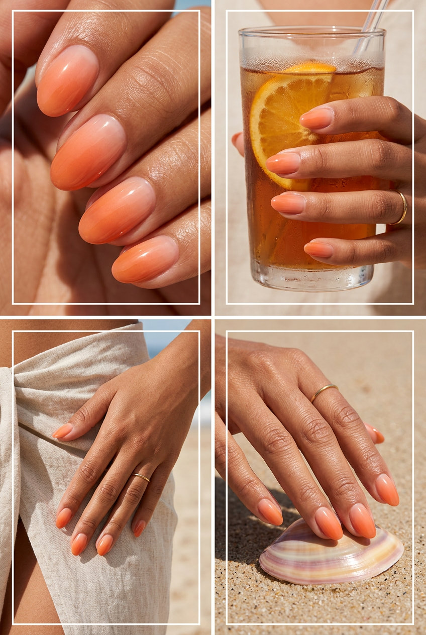 Sun-kissed coral gradient nails for summer nail art ideas 2026, ideal for casual outings.