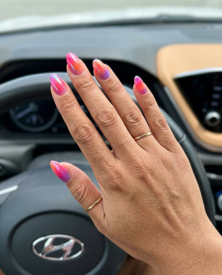 Iridescent Ombre Press-Ons 2026 | Festival Style Iridescent Jelly Ombre Press-Ons for summer ombre nails 2026. Whimsical festival & party style.