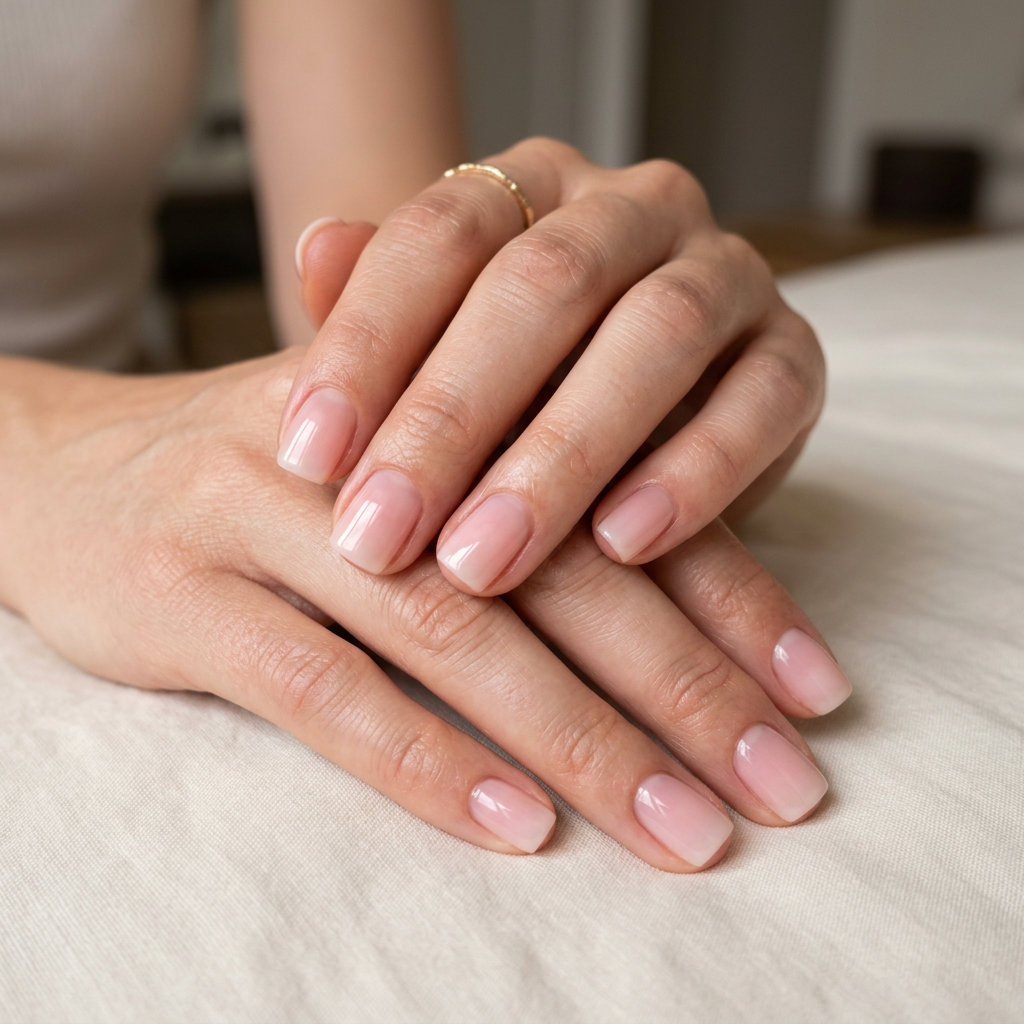 Nude to Pink Jelly Ombre Nails 2026 | Clean & Polished Style Nude to Pink Jelly Ombre Square nails for summer ombre nails 2026, ideal for daily wear and work.