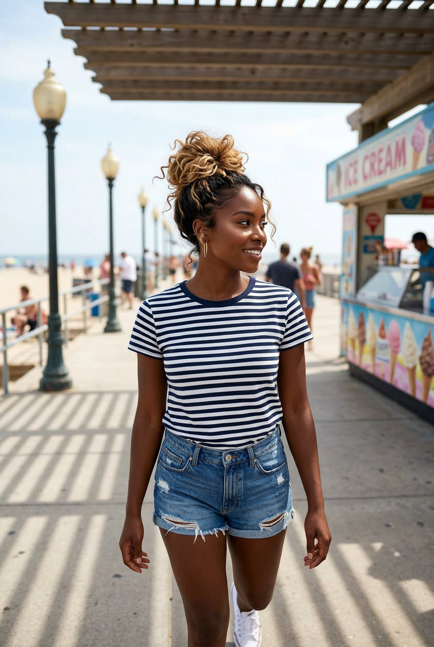 sun-kissed blonde textured top knot with soft beige tones and natural root for casual days