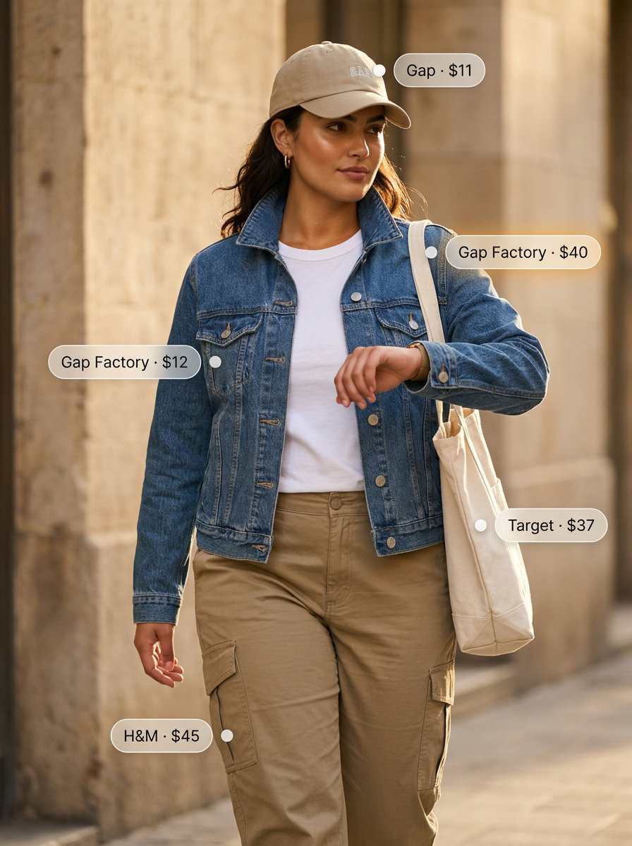 What to Wear with Blazer in Summer 2026: Denim jacket, cargo pants, t-shirt, and sneakers for casual cool.